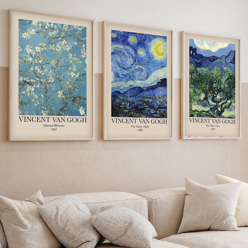 SÆT 3x Billede i ramme 50x70 cm Vincent van Gogh