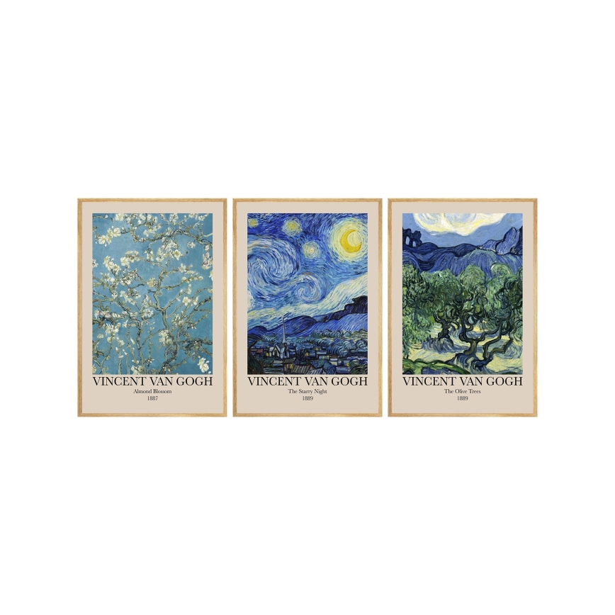 SÆT 3x Billede i ramme 50x70 cm Vincent van Gogh