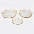 SÆT 3x Dekorativ bakke diameter 27/33/37 cm guldfarvet