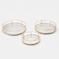 SÆT 3x Dekorativ bakke diameter 27/33/37 cm guldfarvet