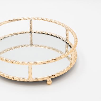SÆT 3x Dekorativ bakke diameter 27/33/37 cm guldfarvet