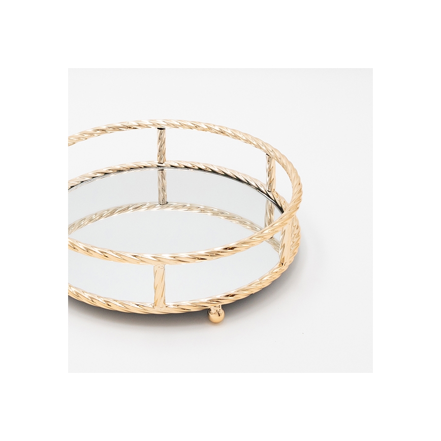 SÆT 3x Dekorativ bakke diameter 27/33/37 cm guldfarvet