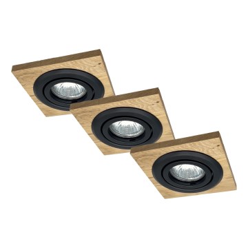 SÆT 3x Indbygningslampe TOBBY 1xG9/20W/230V 11,5x11,5 cm eg/sort
