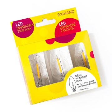 SÆT 3x LED Lyspære CONE E10/20V/0,1A transparent, Made in the EU