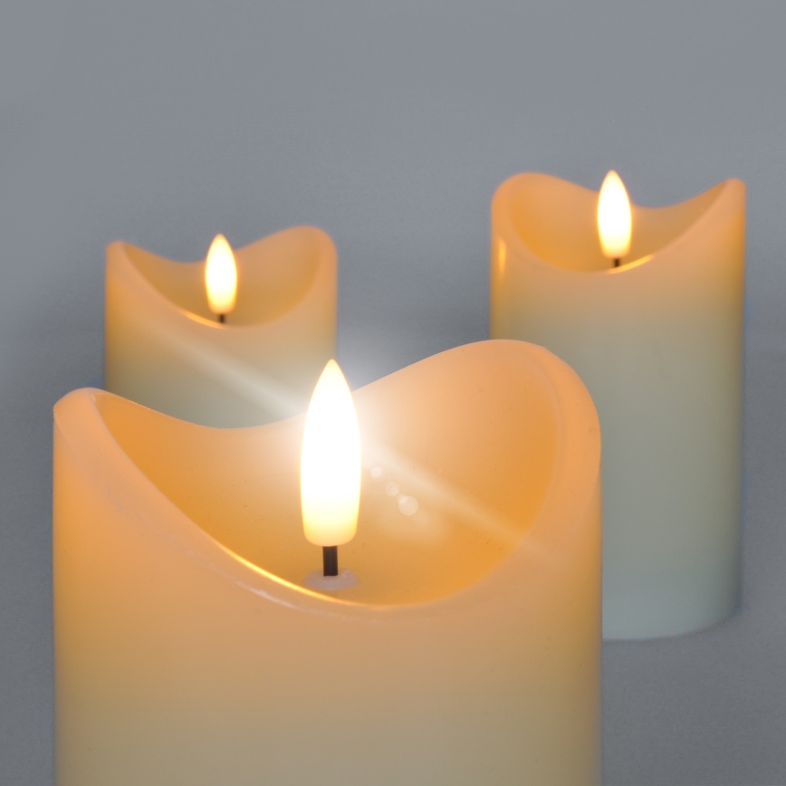 SÆT 3x LED Naturligt voksstearinlys LED/3xAAA/varm hvid