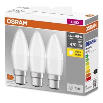 SÆT 3x LED-pære B38 B22d/4,9W/230V 3000K - Osram