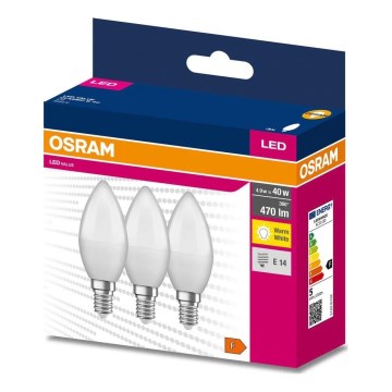 SÆT 3x LED-pære B38 E14/4,9W/230V 3000K - Osram