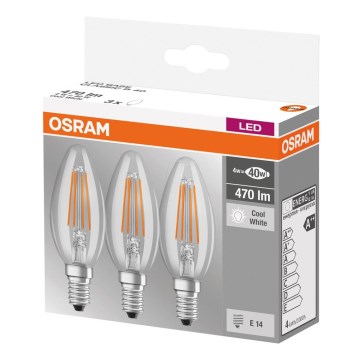 SÆT 3x LED pære BASE VINTAGE B40 E14/4W/230V 4000K – Osram