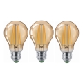 SÆT 3x LED-pære CLASIC AMBER A60 E27/9W/230V 2200K - Brilagi