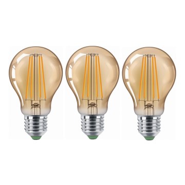 SÆT 3x LED-pære CLASIC AMBER A60 E27/9W/230V 2200K - Brilagi