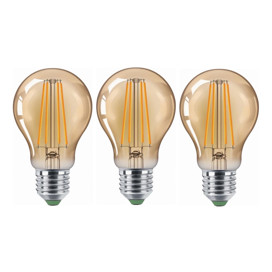 SÆT 3x LED-pære CLASIC AMBER A60 E27/9W/230V 2200K - Brilagi