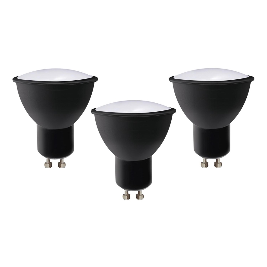 SÆT 3x LED-pære ECOLINE GU10/6W/230V 4000K sort - Brilagi