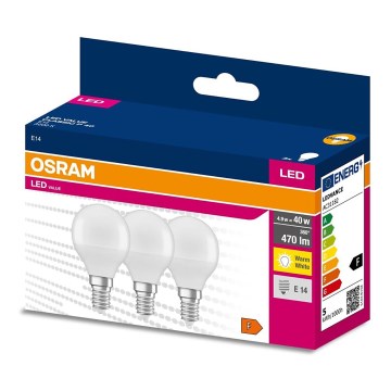 SÆT 3x LED-pære P45 E14/4,9W/230V 3000K - Osram