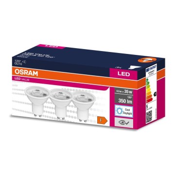 SÆT 3x LED-pære PAR16 GU10/4,5W/230V 6500K 120° - Osram