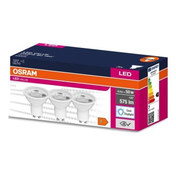 SÆT 3x LED-pære PAR16 GU10/6,9W/230V 6500K - Osram