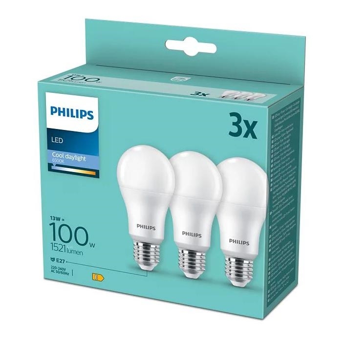 SÆT 3x LED-pære Philips A67 E27/13W/230V 6500K