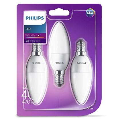 SÆT 3x LED pære Philips B35 E14/5,5W/230V