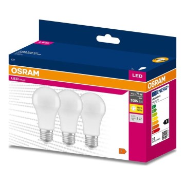 Sæt 3x LED-pærer A60 E27/10W/230V 3000K - Osram