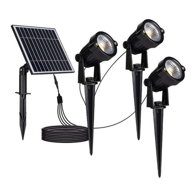 SÆT 3x LED solcellelampe 3xLED/1,2W/3,7V IP65 3000K 4000 mAh