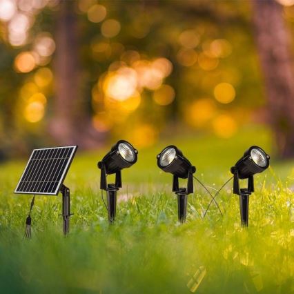 SÆT 3x LED solcellelampe 3xLED/1,2W/3,7V IP65 3000K 4000 mAh