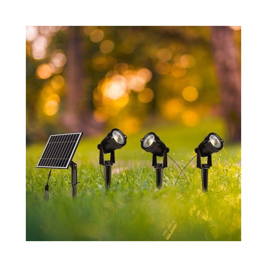 SÆT 3x LED solcellelampe 3xLED/1,2W/3,7V IP65 3000K 4000 mAh