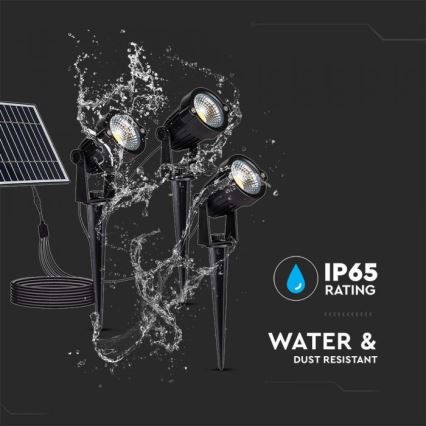 SÆT 3x LED solcellelampe 3xLED/1,2W/3,7V IP65 3000K 4000 mAh
