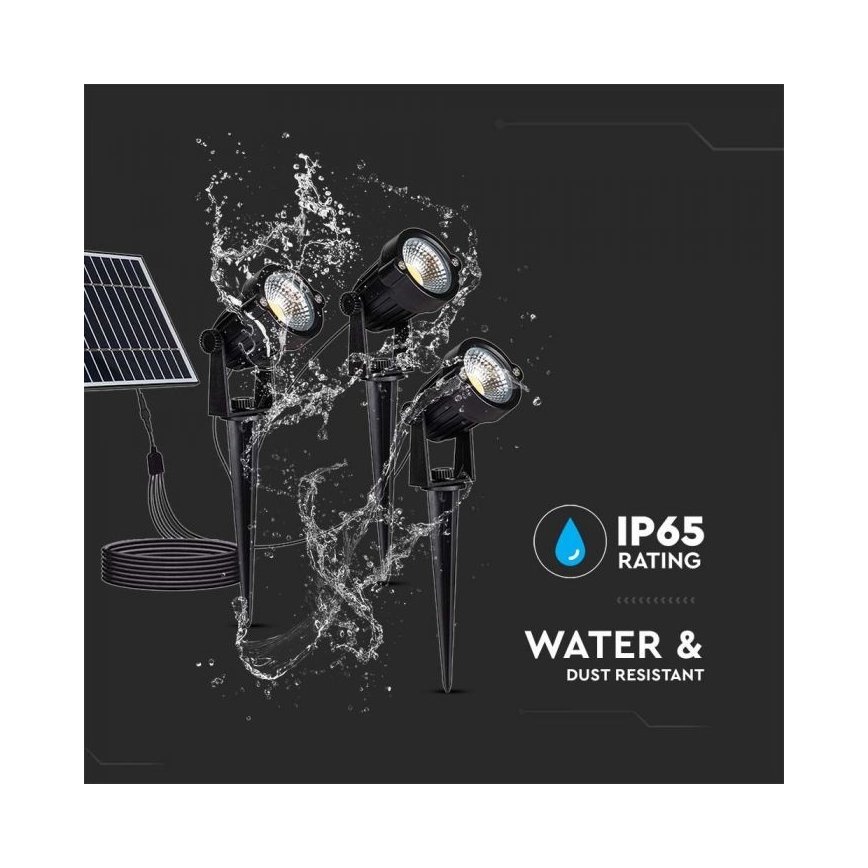 SÆT MED 3 LED Udendørs solcellelampe 3xLED/1,2W/3,7V IP65 3000K 4000 mAh