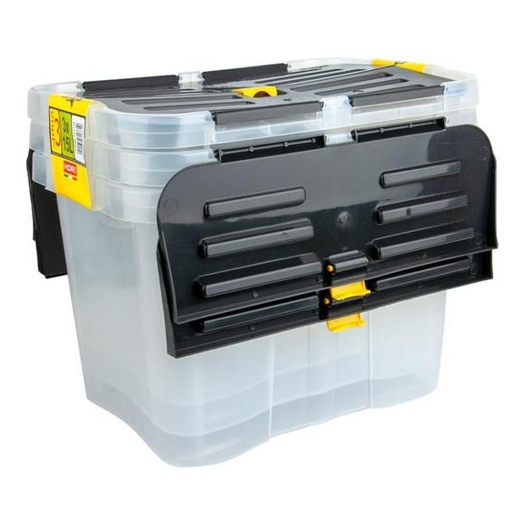 SÆT 3x Opbevaringsboks DRAGON 15 l sort/transparent