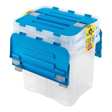 SÆT 3x Opbevaringsboks DRAGON 24 l blå/transparent