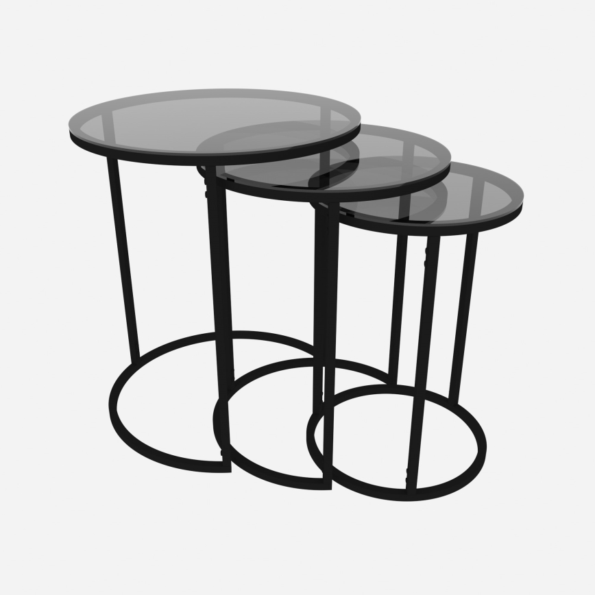 SÆT 3x Sidebord ALYA diameter 34/42/50 cm sort