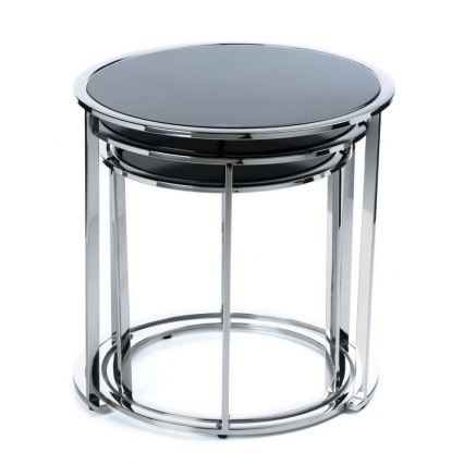 SÆT 3x Sofabord VANE skinnende krom/sort