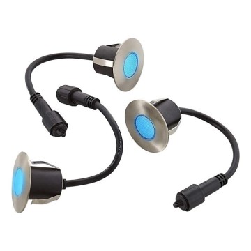 SÆT 3x Udendørs LED indbygningslampe EASY CONNECT LED/1,2W/230V blå IP67