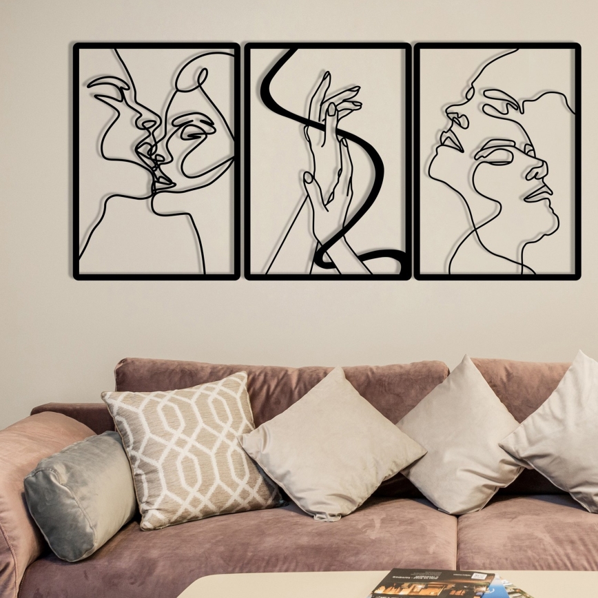 SÆT 3x Vægdekoration 109x50 cm kærlighed metal