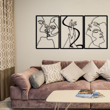 SÆT 3x Vægdekoration 109x50 cm kærlighed metal