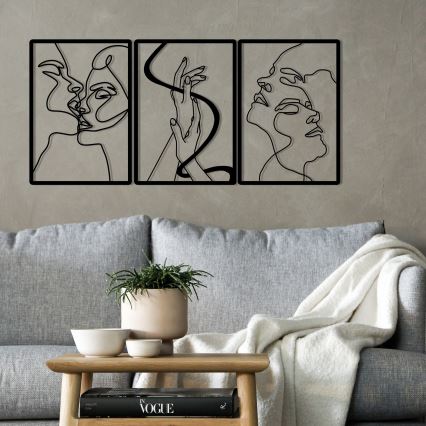 SÆT 3x Vægdekoration 109x50 cm kærlighed metal