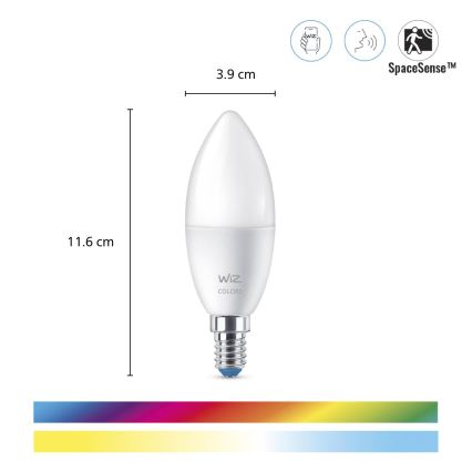 SÆT 3x LED-pære med RGBW-farver dæmpbar C37 E14/4,9W/230V 2200-6500K CRI 90 Wi-Fi - WiZ