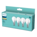 SÆT 4x LED Lyspære Philips P45 E14/5,5W/230V 2700K