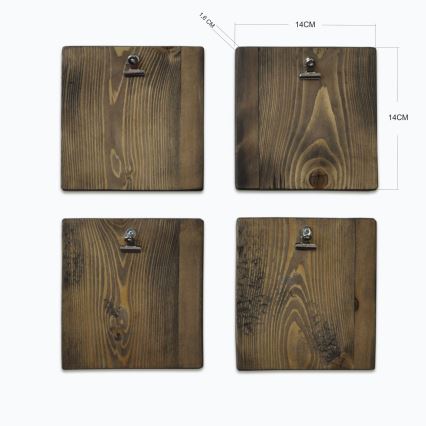 SÆT MED 4 Vægophæng til billeder 14x14 cm brun
