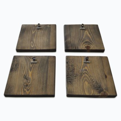 SÆT MED 4 Vægophæng til billeder 14x14 cm brun