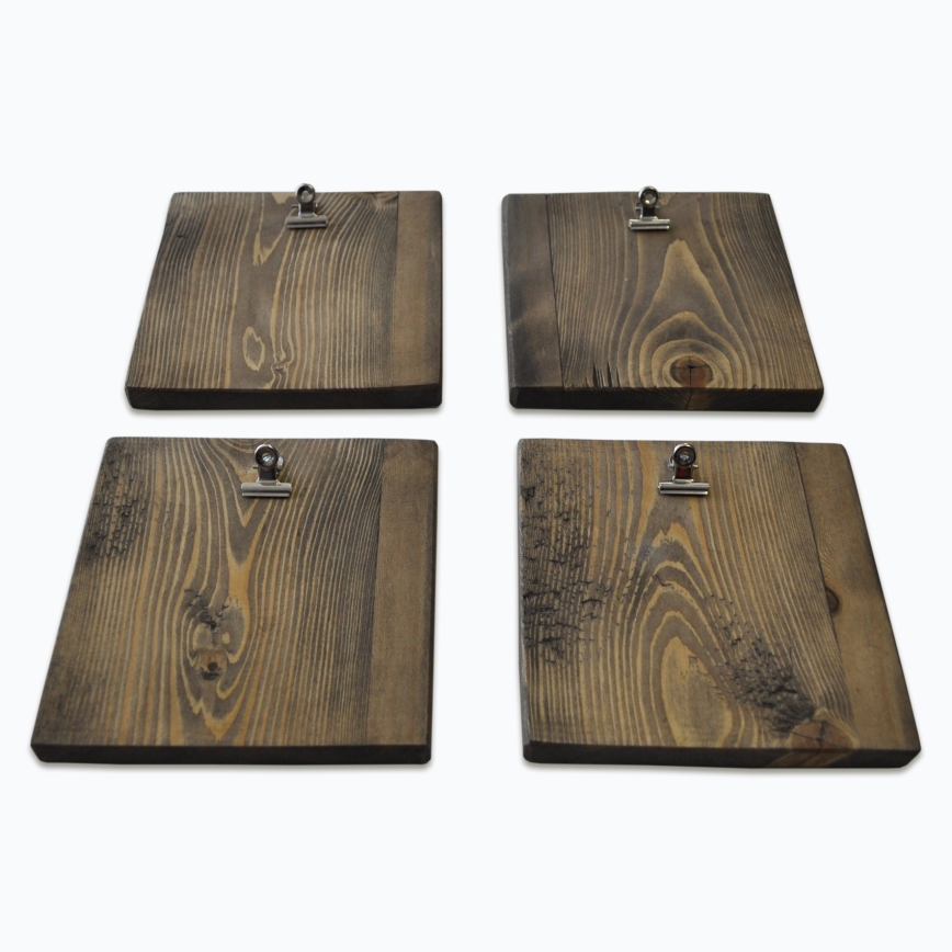 SÆT MED 4 Vægophæng til billeder 14x14 cm brun