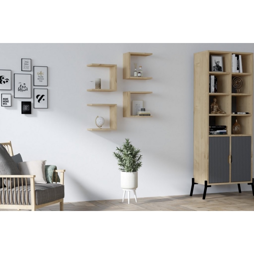 SÆT MED 4x Væghylde BASE brun