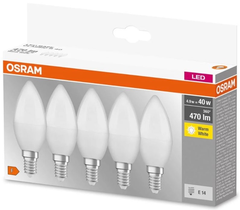 SÆT 5x LED-pære BASE B40 E14/4,9W/230V 2700K - Osram
