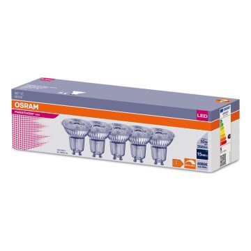 SÆT 5x LED-pære dæmpbar PAR16 GU10/4,5W/230V 4000K 36° - Osram