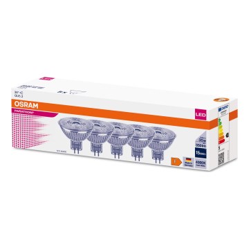 SÆT 5x LED-pære MR16 GU5,3/3,8W/12V 4000K 36° - Osram