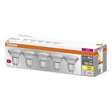 SÆT 5x LED-pære PAR16 GU10/4,3W/230V 2700K 120° - Osram