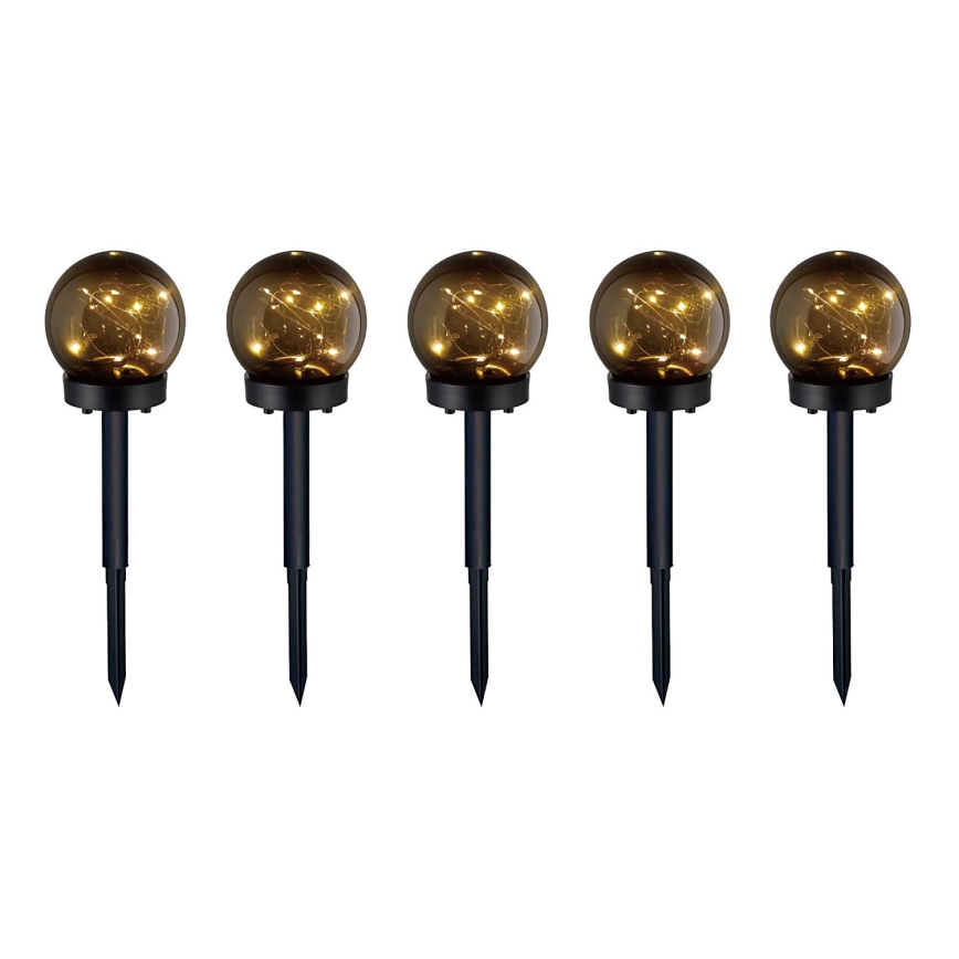 SÆT 5x LED solcellelampe 5xLED/0,12W/1,2V 3000K IP44 sort