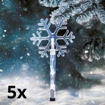 SÆT 5x LED Udendørs Jul lampe LED/3xAA/kold hvid IP44