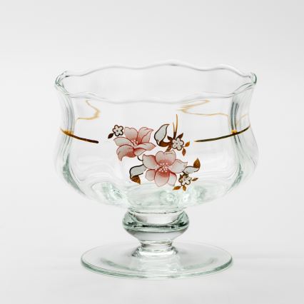 Sæt 6x glaskop med underkop og 1x sukkerskål transparent buket no. 2