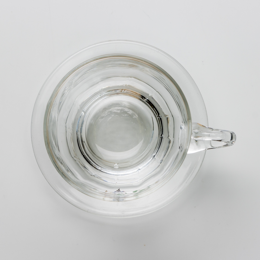 Sæt 6x glaskop med underkop transparent buket no. 8
