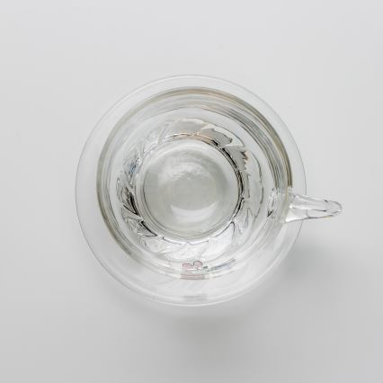 Sæt 6x glaskop med underkop transparent buket nr. 5